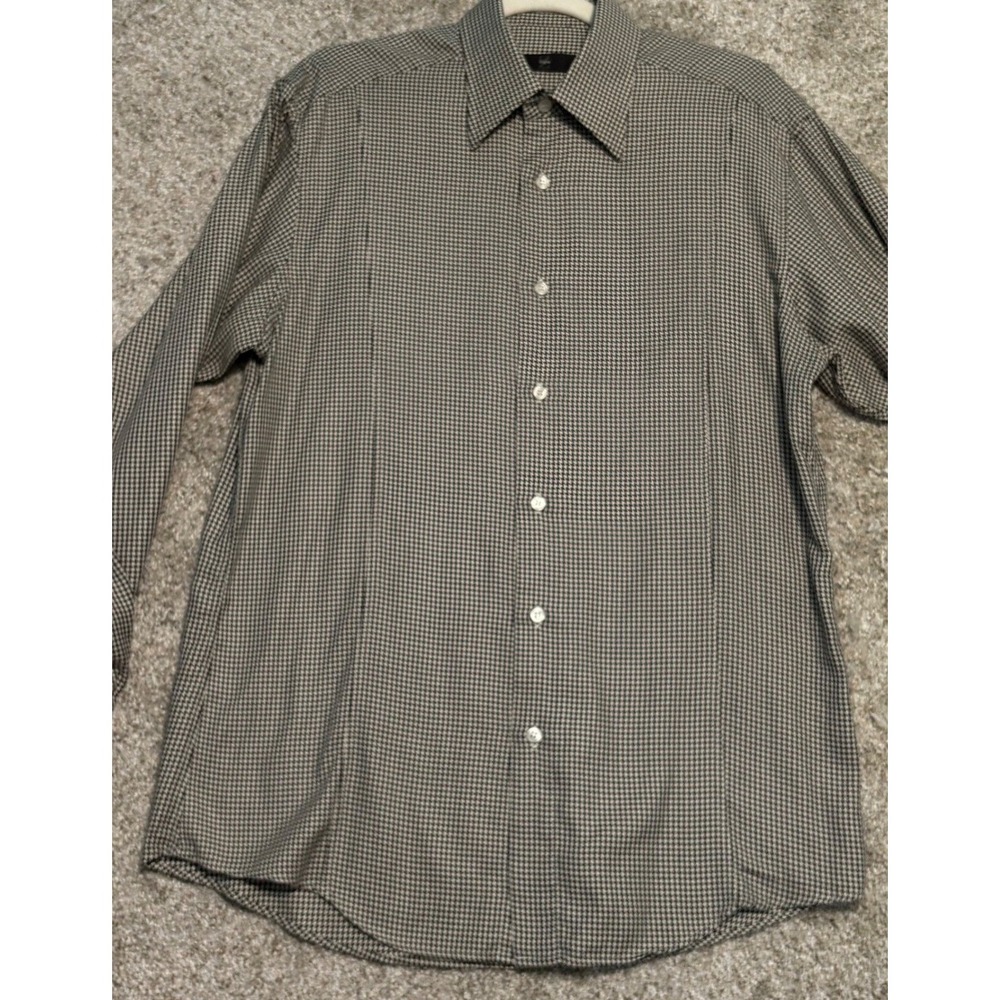 Zegna City Dress Shirt Mens 41 16 Brown Tan Houndstooth French Cuff Long Sleeve - Picture 7 of 10